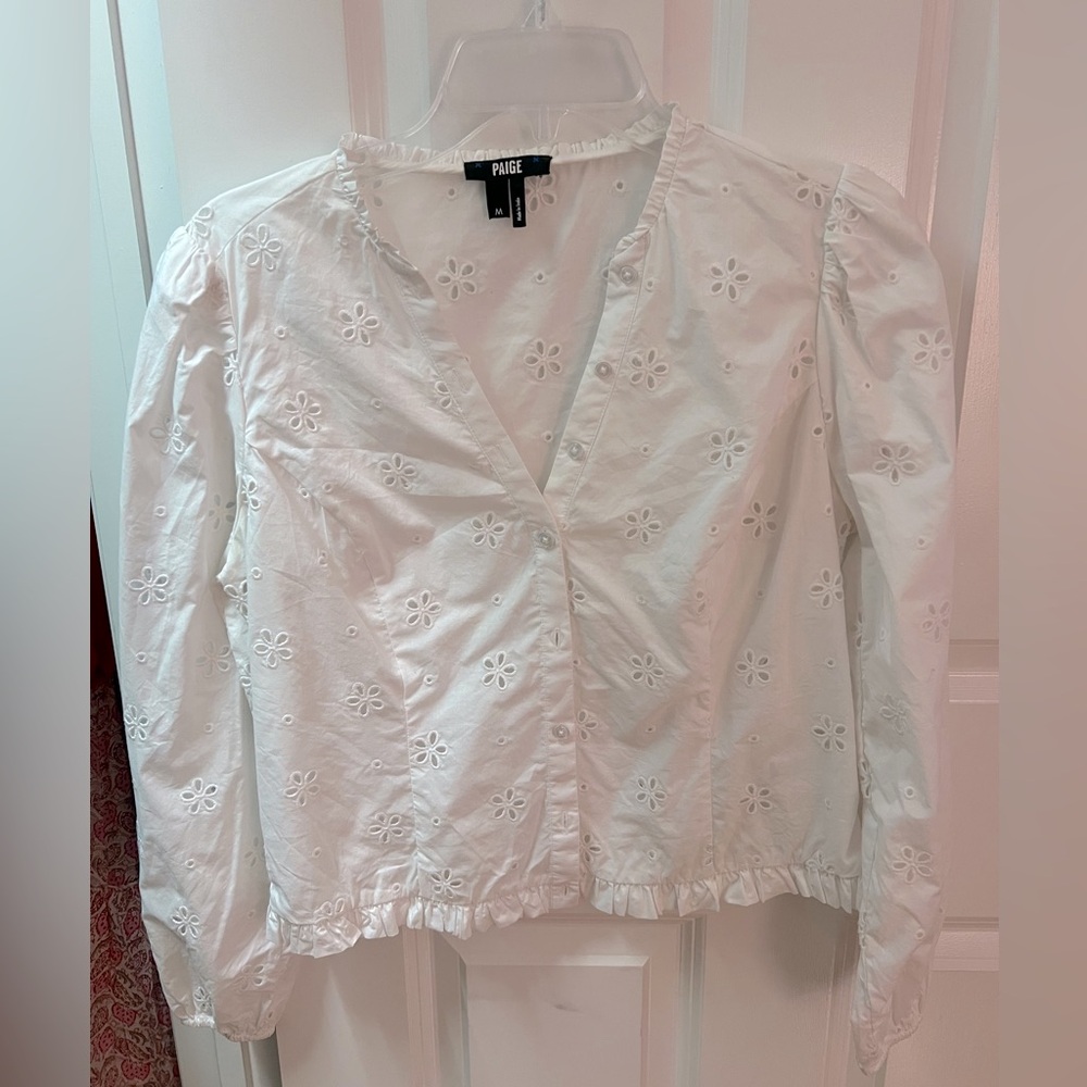 PAIGE Juno Blouse Sz Med with Puff Sleeves